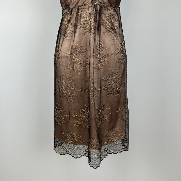 ABS Allen Schwartz Black Mesh Overlay Sleeveless Cocktail Slip Dress size 4 - Picture 4 of 13